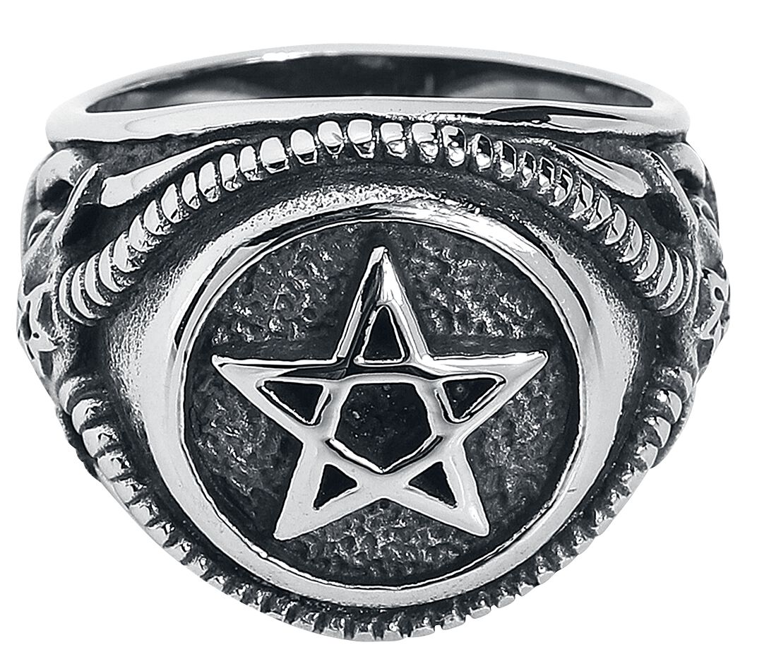 etNox hard and heavy - Gothic Ring - Pentagramm - silberfarben von etNox hard and heavy