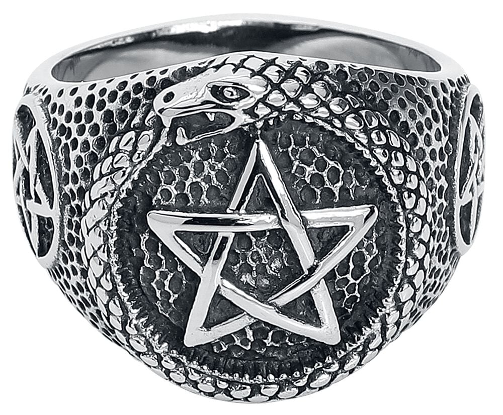 etNox hard and heavy - Gothic Ring - Schlangen Pentagramm - silberfarben etNox hard and heavy - Gothic Ring - Schlangen Pentagramm - silberfarben von etNox hard and heavy