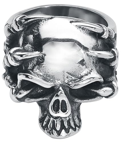 etNox hard and heavy Klauenschädel Männer Ring silberfarben L Edelstahl Geschenke, Gothic, Weihnachten von etNox