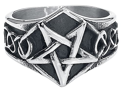 etNox hard and heavy Pentagramm Unisex Ring silberfarben L Edelstahl Gothic von etNox hard and heavy