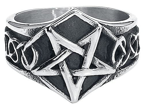 etNox hard and heavy Pentagramm Unisex Ring silberfarben M Edelstahl Gothic von etNox hard and heavy