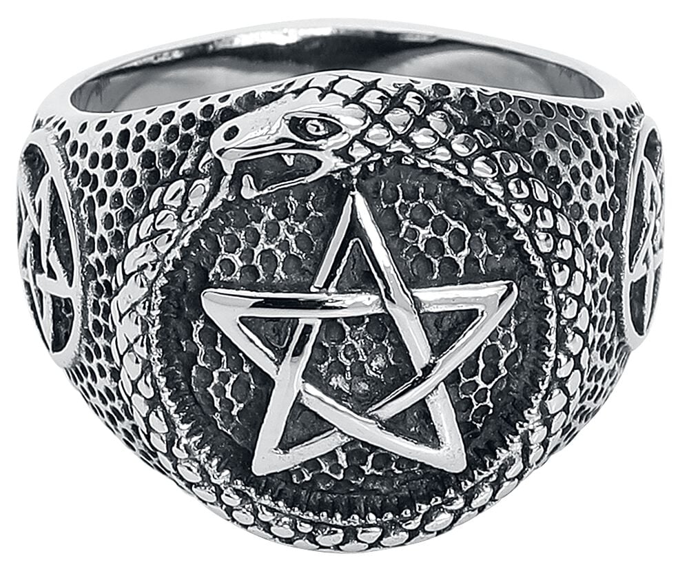 etNox hard and heavy Schlangen Pentagramm Ring silberfarben von etNox hard and heavy