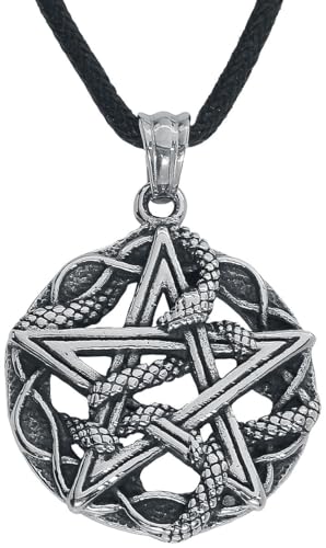 etNox hard and heavy Schlangen Pentagramm Unisex Halskette silberfarben von etNox