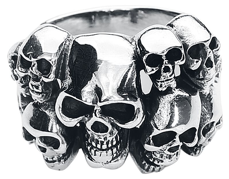 etNox hard and heavy Skulls Ring silberfarben von etNox hard and heavy