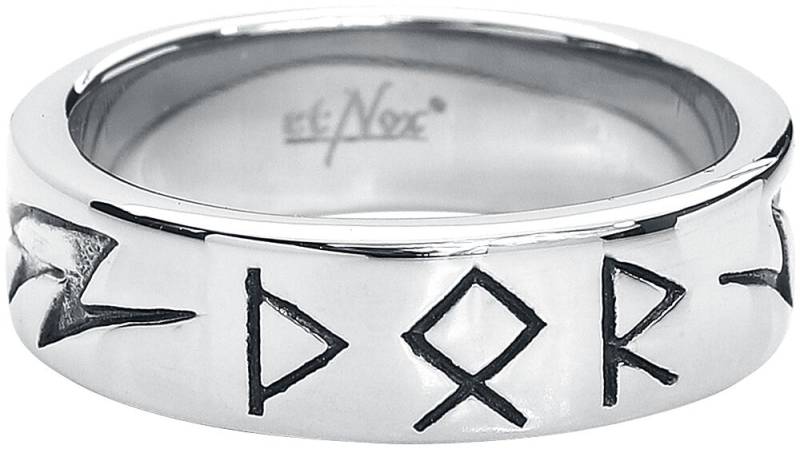 etNox hard and heavy Thors Schriftzeichen Ring silberfarben von etNox hard and heavy