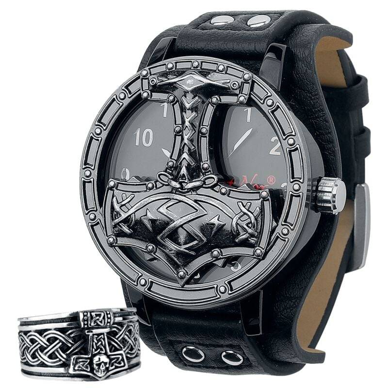 etNox hard and heavy thors Hammer - Schmuck Bundle Ring multicolor von etNox hard and heavy