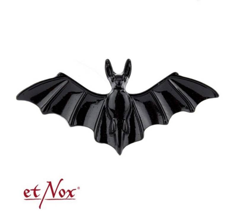 etNox Fingerring Ring Fledermaus schwarz: verstellbarer Halloween Schmuck von etNox