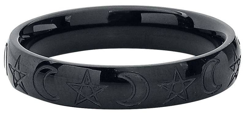 etNox - Gothic Ring - Mond und Pentagramm - schwarz von etNox