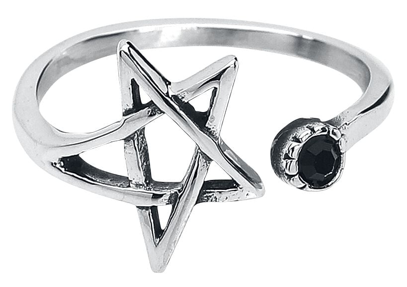 etNox - Gothic Ring - Pentagramm - für Damen - silberfarben von etNox