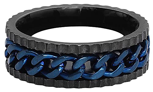 etNox Kette Männer Ring schwarz/blau M Edelstahl Basics, Casual Wear, Fashion & Style, Streetwear von etNox