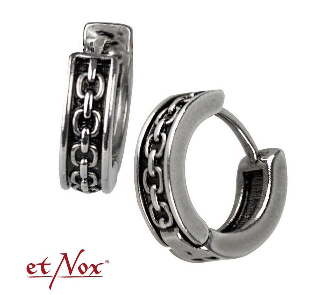 etNox Klappcreolen Ohrringe Herren Edelstahl Creolen mit Kettendesign von etNox