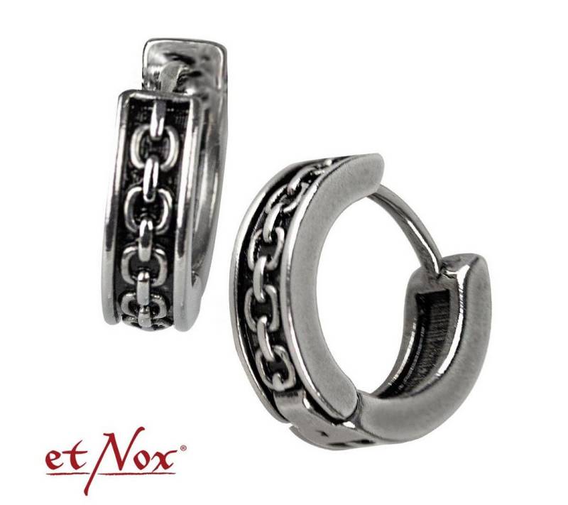 etNox Klappcreolen Ohrringe Herren Edelstahl Creolen mit Kettendesign von etNox