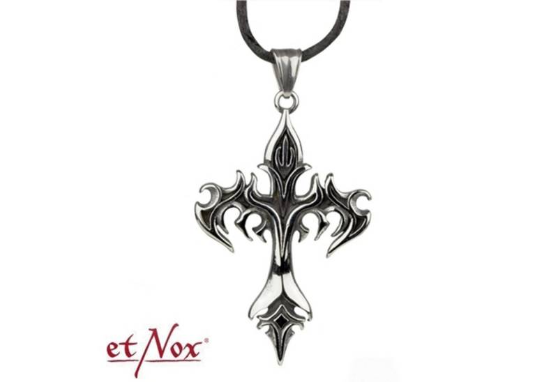 etNox Kreuzanhänger Anhänger „Flammen-Kreuz“ Edelstahl: Kreuz Herren mit Band (Set, inkl. Band), pflegeleicht von etNox