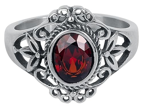 etNox Red Victorian Goth Frauen Ring silberfarben 59 Edelstahl Fashion & Style, Gothic von etNox