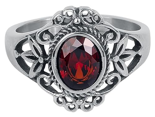 etNox Red Victorian Goth Frauen Ring silberfarben 62 Edelstahl Fashion & Style, Gothic von etNox