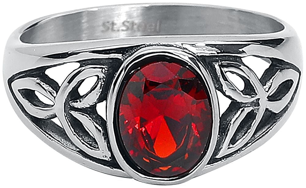 etNox Ring - Roter Kristall - für Damen - silberfarben von etNox