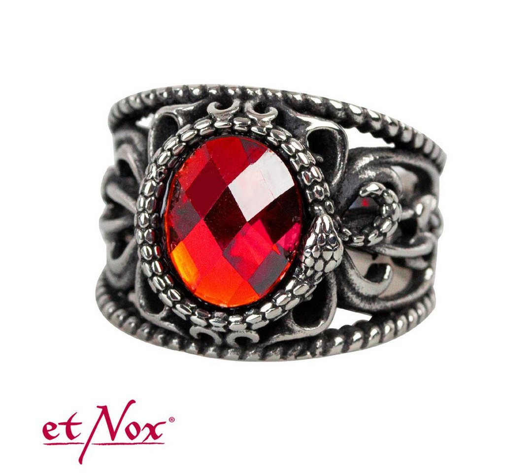 etNox Siegelring Herren Siegelring mit rotem Stein und Schlange von etNox