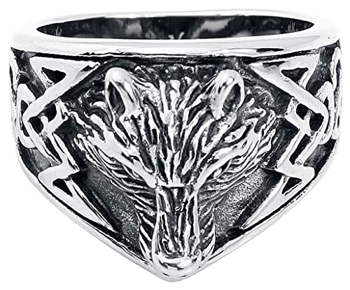 etNox Wolfskopf Männer Ring silberfarben L Edelstahl Fashion & Style, Rockwear von etNox