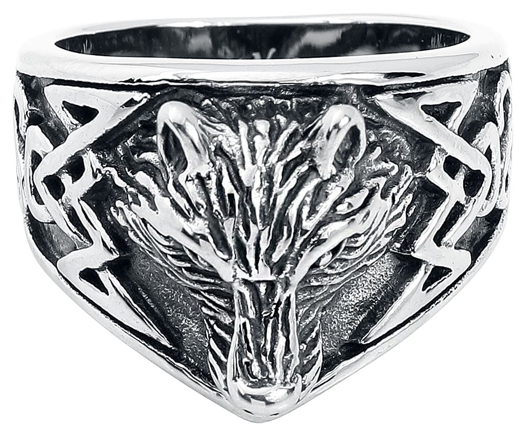 etNox Wolfskopf Ring silberfarben von etNox