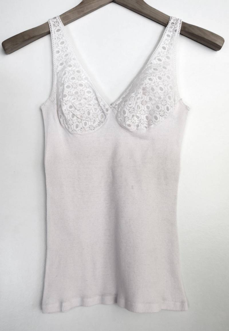 Vintage Baumwoll Unterhemd Von Schiesser in Weiß Der 50Er/60Er-Jahre von etage4vintage