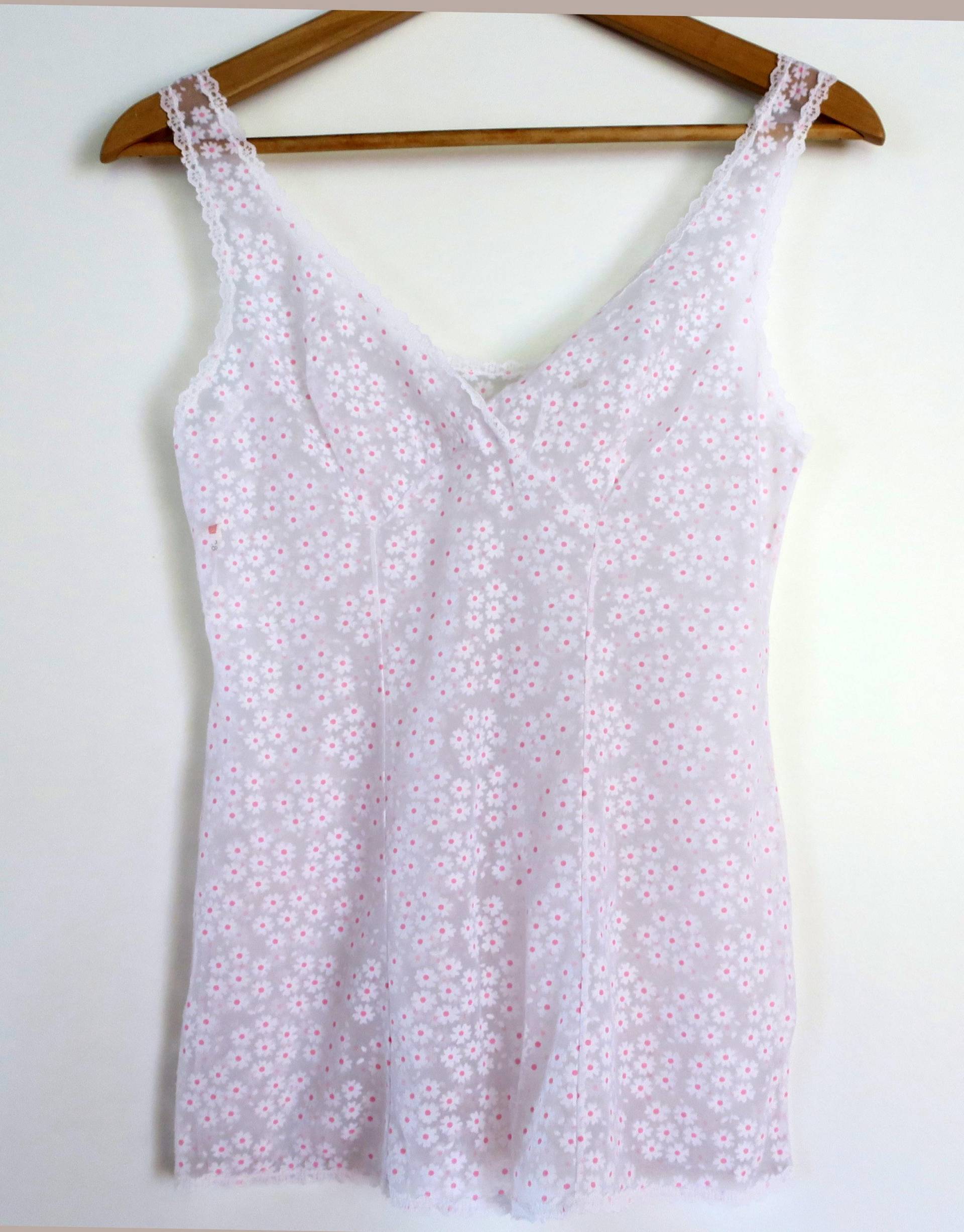 Vintage Blümchenhemd Mit Spitzenbesatz Aus Den 50Er Jahren von etage4vintage