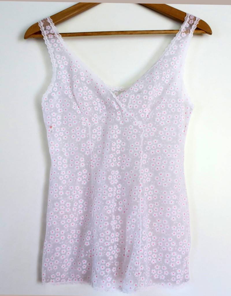 Vintage Blümchenhemd Mit Spitzenbesatz Aus Den 50Er Jahren von etage4vintage