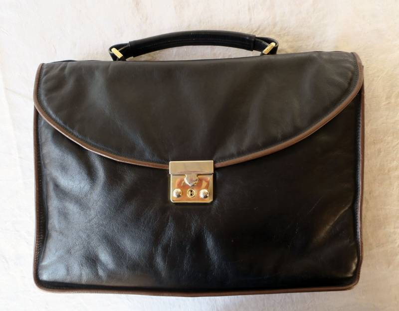 Vintage Businesstasche Kern Collection Leder Schwarz Schlüssel Handgriff Aktenmappe von etage4vintage