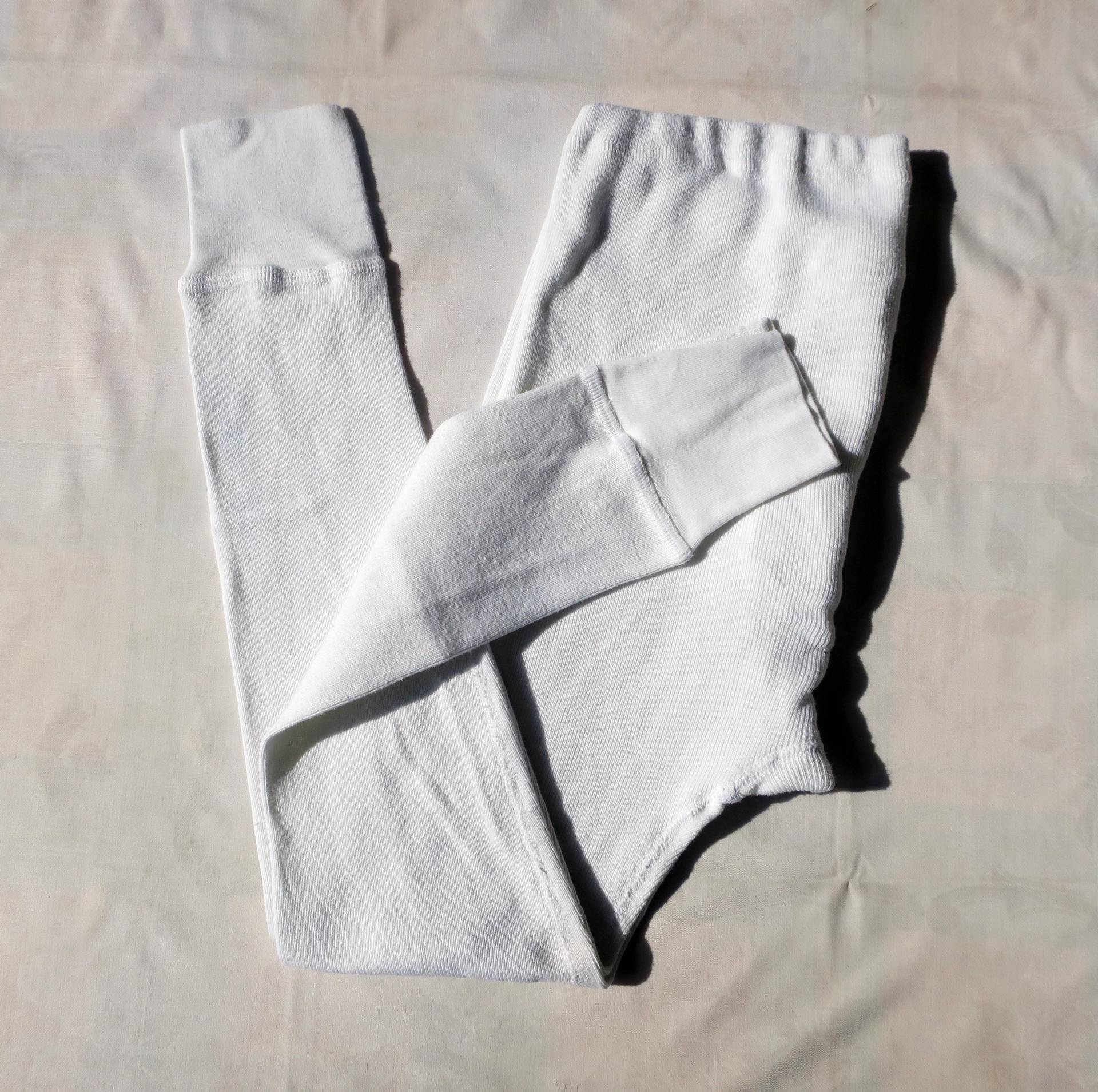 Vintage Herren Lange Unterhose in Baumwolle Weiß Größe 4 von etage4vintage