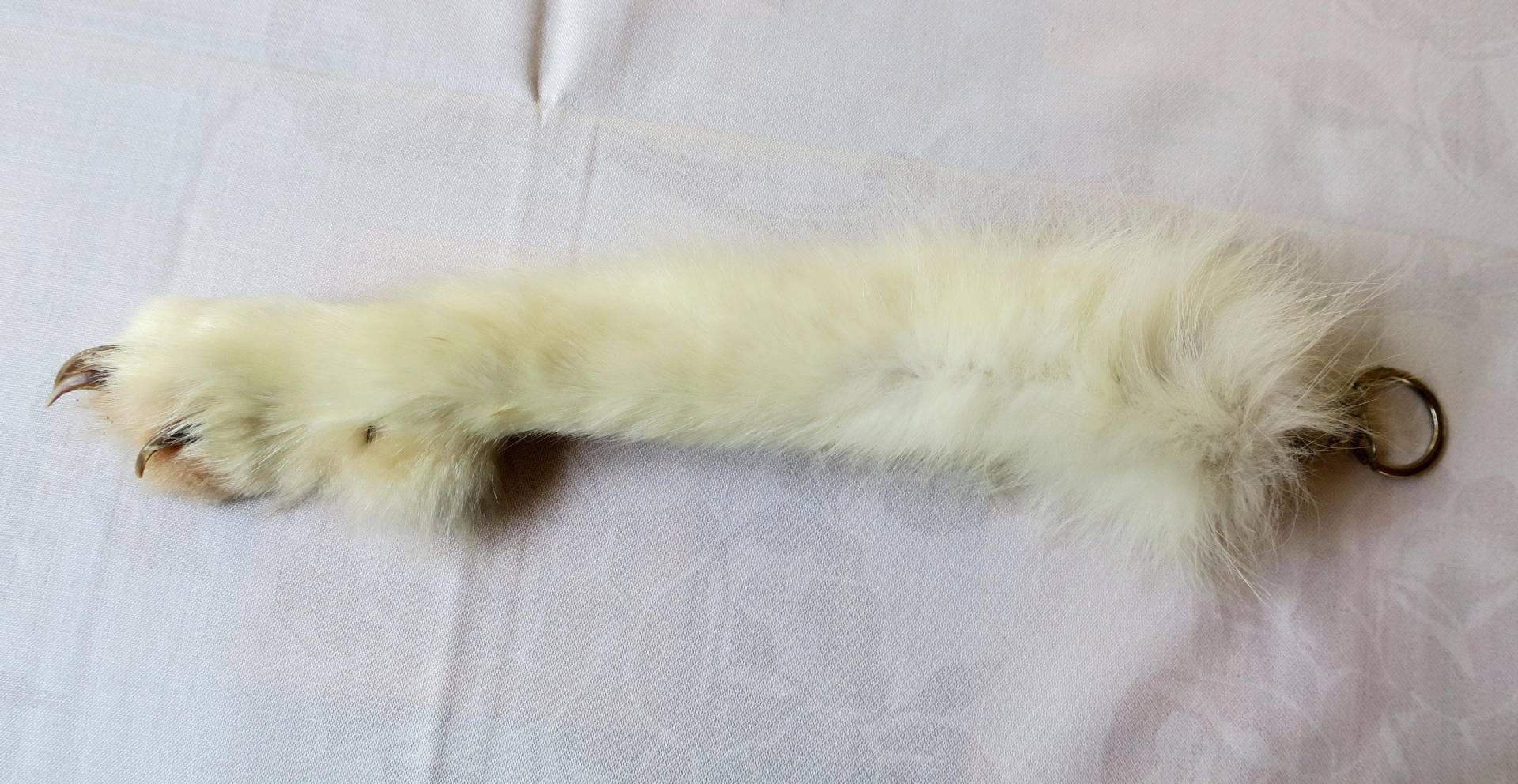 Vintage Schlüsselanhänger Taschenanhänger Kaninchenpfote Mit Krallen Feines, Weiches Weißes Fell von etage4vintage