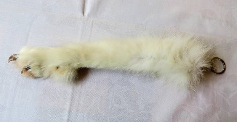 Vintage Schlüsselanhänger Taschenanhänger Kaninchenpfote Mit Krallen Feines, Weiches Weißes Fell von etage4vintage