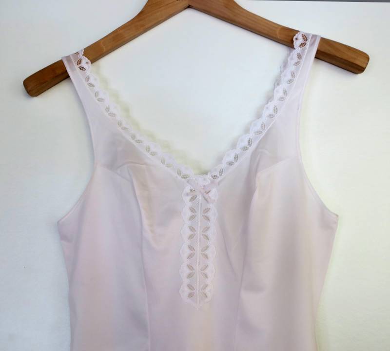 Vintage Unterkleid Unterrock Synthetik Weiß Spitze Schleifchen Der 50Er/60Er-Jahre von etage4vintage