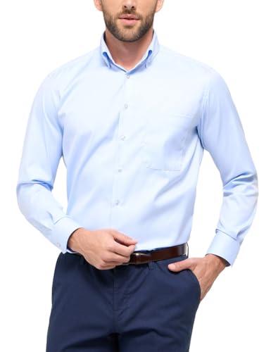 ETERNA Comfort Fit Cover Hemd Langarm Button Down Kragen Blickdicht hellblau Größe 46 von ETERNA