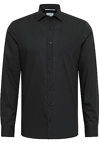 ETERNA Hemd Slim FIT Baumwolle Uni Kentkragen (40, schwarz) von ETERNA