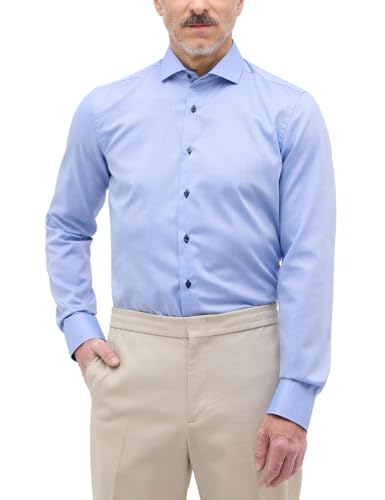 eterna Slim Fit Hemd Langarm mit Patch Oxford Mittelblau Größe 44 von eterna