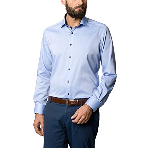 ETERNA Herren Pinpoint Oxford Hemd MODERN FIT 1/1 blau 40_H_1/1 von ETERNA