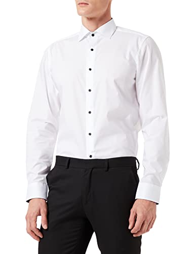 ETERNA Slim Fit Hemd Langarm mit Patch Oxford weiß Größe 42 von ETERNA