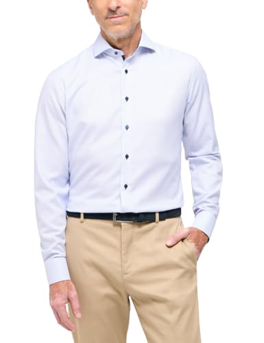 ETERNA Slim Fit Hemd Langarm Haifischkragen Muster blau Größe 38 von ETERNA