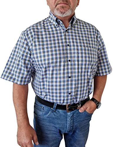 ETERNA, Kariertes Twill-Kurzarmhemd mit Brusttasche, Comfort Fit Größe 44, Farbe Khaki von ETERNA