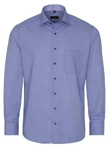eterna, strukturiertes Kurzarmhemd mit Tasche, Modern Fit Größe 45, Farbe blau-weiß von ETERNA