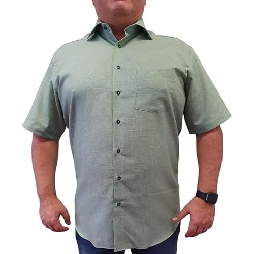 eterna, strukturiertes Kurzarmhemd mit Tasche, Modern Fit (grün, 43) von ETERNA