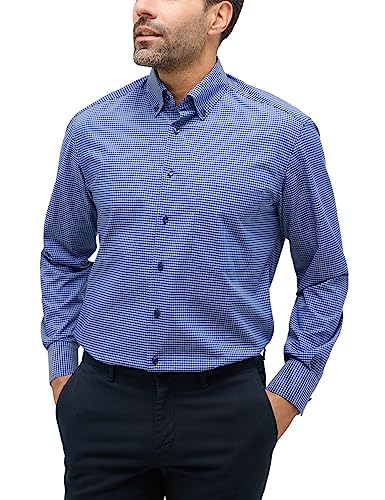 ETERNA Comfort Fit Hemd Langarm Button Down Kragen Karo blau Größe 46 von ETERNA