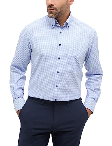ETERNA Comfort Fit Hemd Langarm Button Down Kragen Karo blau Größe 48 von ETERNA