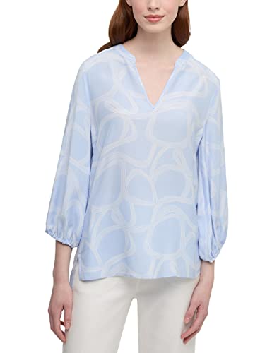 ETERNA Modern Fit Bluse Langarm Kelchkragen Muster hellblau Größe 44 von ETERNA