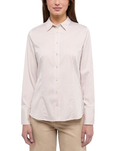 ETERNA Modern Fit Bluse Langarm Hemdkragen Stretch Streifen braun/weiß Größe 42 von ETERNA