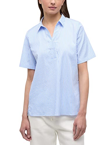 ETERNA Modern Fit Bluse Halbarm Auslegekragen Streifen blau Größe 38 von ETERNA