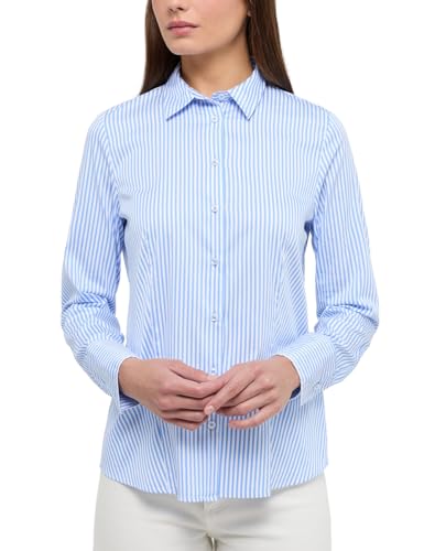 ETERNA Modern Fit Bluse Langarm Hemdkragen Stretch Streifen blau/weiß Größe 40 von ETERNA