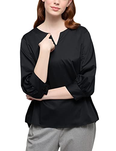 ETERNA Modern Fit Bluse Kelchkragen Langarm schwarz Größe 38 von ETERNA