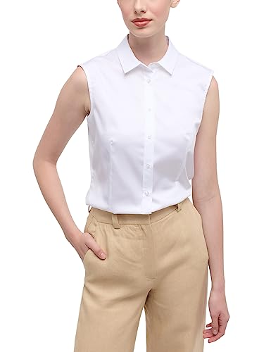 ETERNA Regular Fit Bluse ohne Arm Hemdkragen weiß Größe 46 von ETERNA