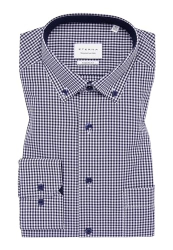 eterna Hemd Modern Fit Button-Down-Kragen Patch 4176/19 X 145, Blau Weiß, 44 von ETERNA