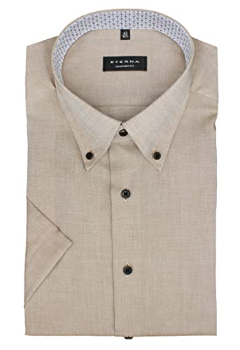 ETERNA Herren Businesshemd Kurzarm Comfort FIT | Hellbraun | Button-Down Kragen Gr. 47 von ETERNA